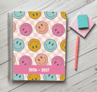 planner with personalized cover and accessories