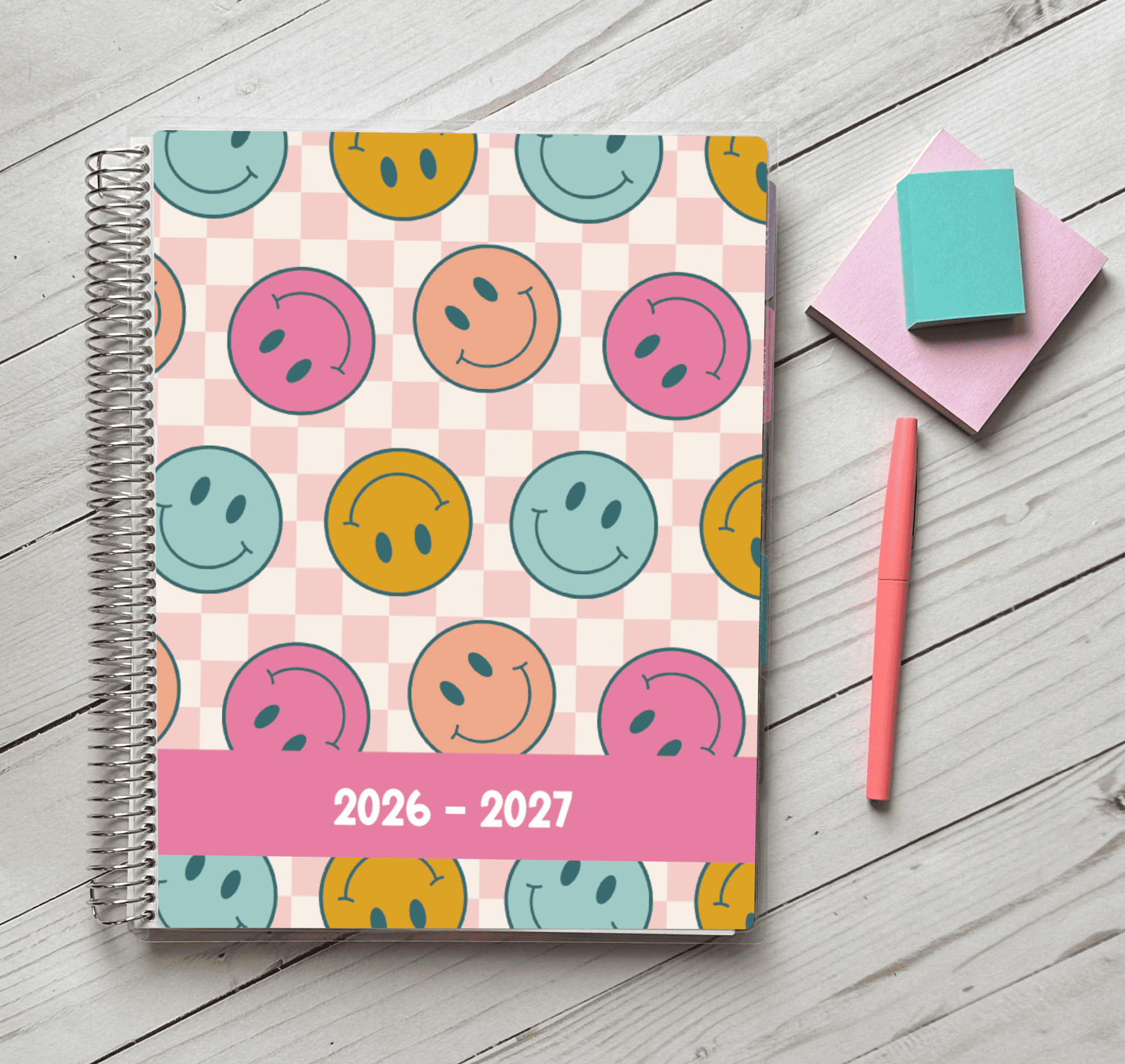 planner with personalized cover and accessories