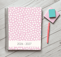 planner with personalized cover and accessories